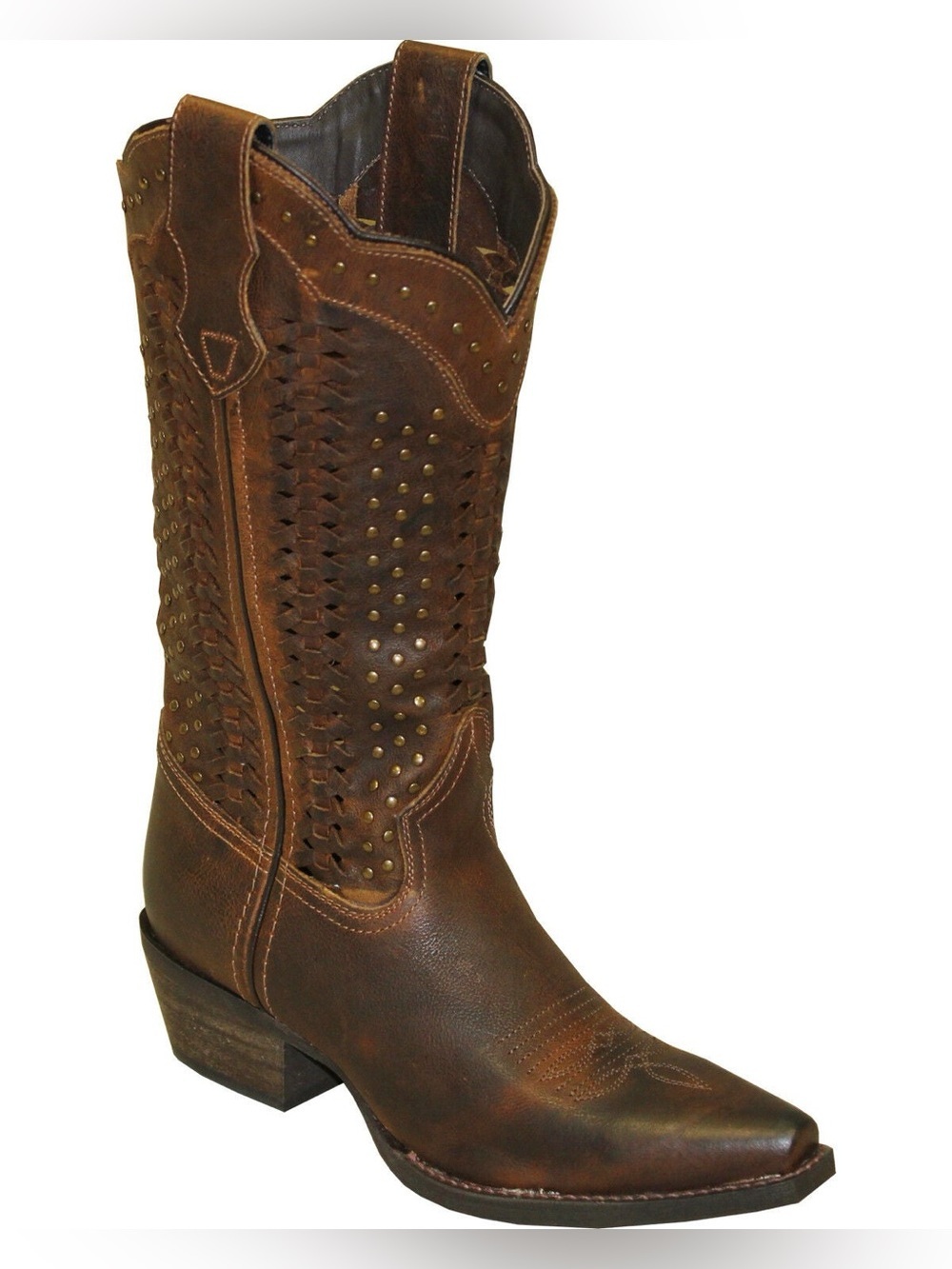 RAWHIDE BY ABILENE SCALLOPED AND WEAVING WESTERN BOOTS - SNIP TOE SIZE 10